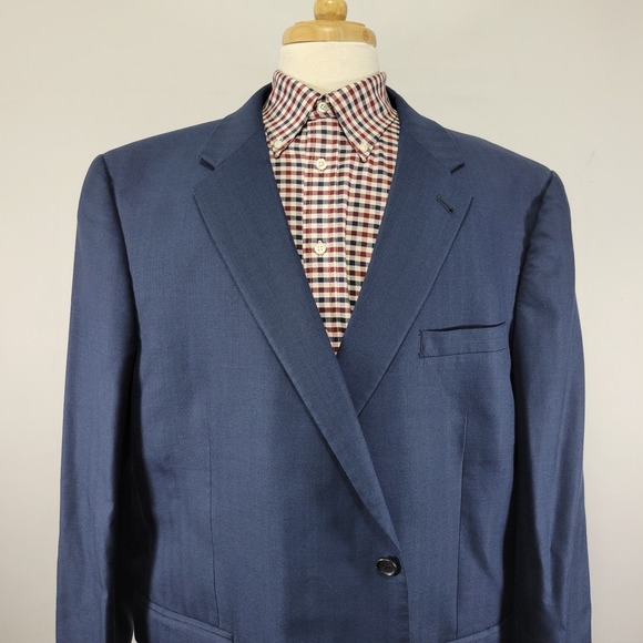 JOS ABANK Men's Sport‎ Coat Blazer Two Button Navy Blue Silk Wool Blend Sz 52R